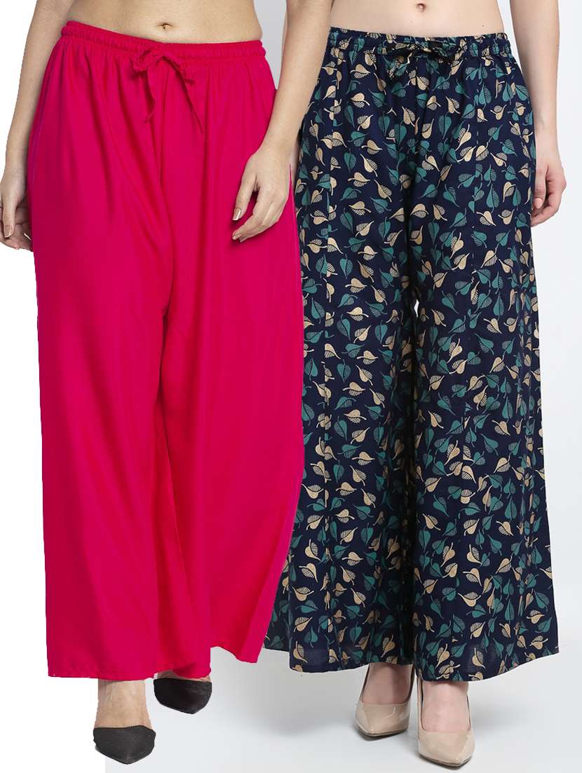 pack of 2 printed flared palazzo