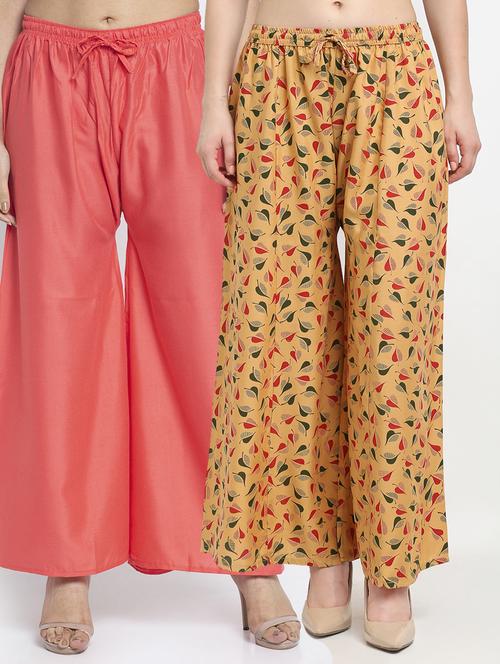 pack of 2 printed & solid palazzo  - 19125191 -  Standard Image - 0