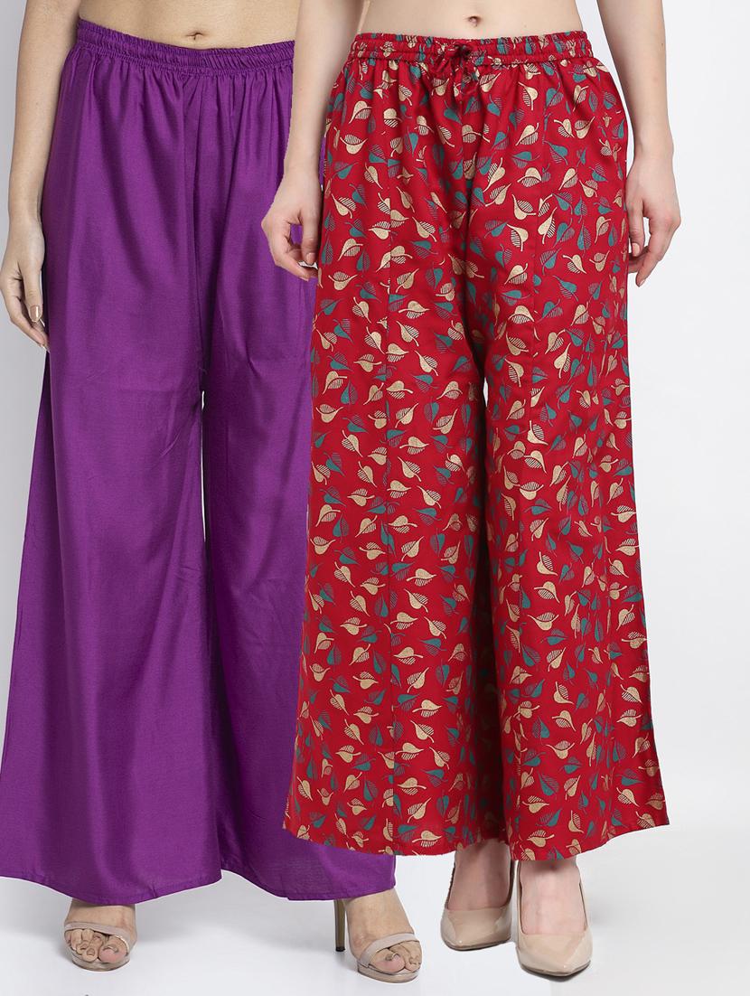 pack of 2 printed  flared palazzos - 19125203 -  Zoom Image - 0