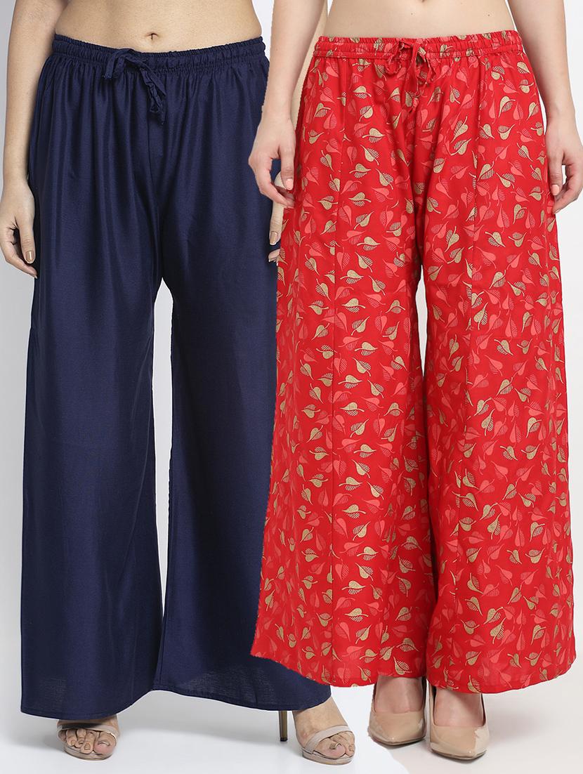 pack of 2 printed flared palazzo - 19125208 -  Zoom Image - 0