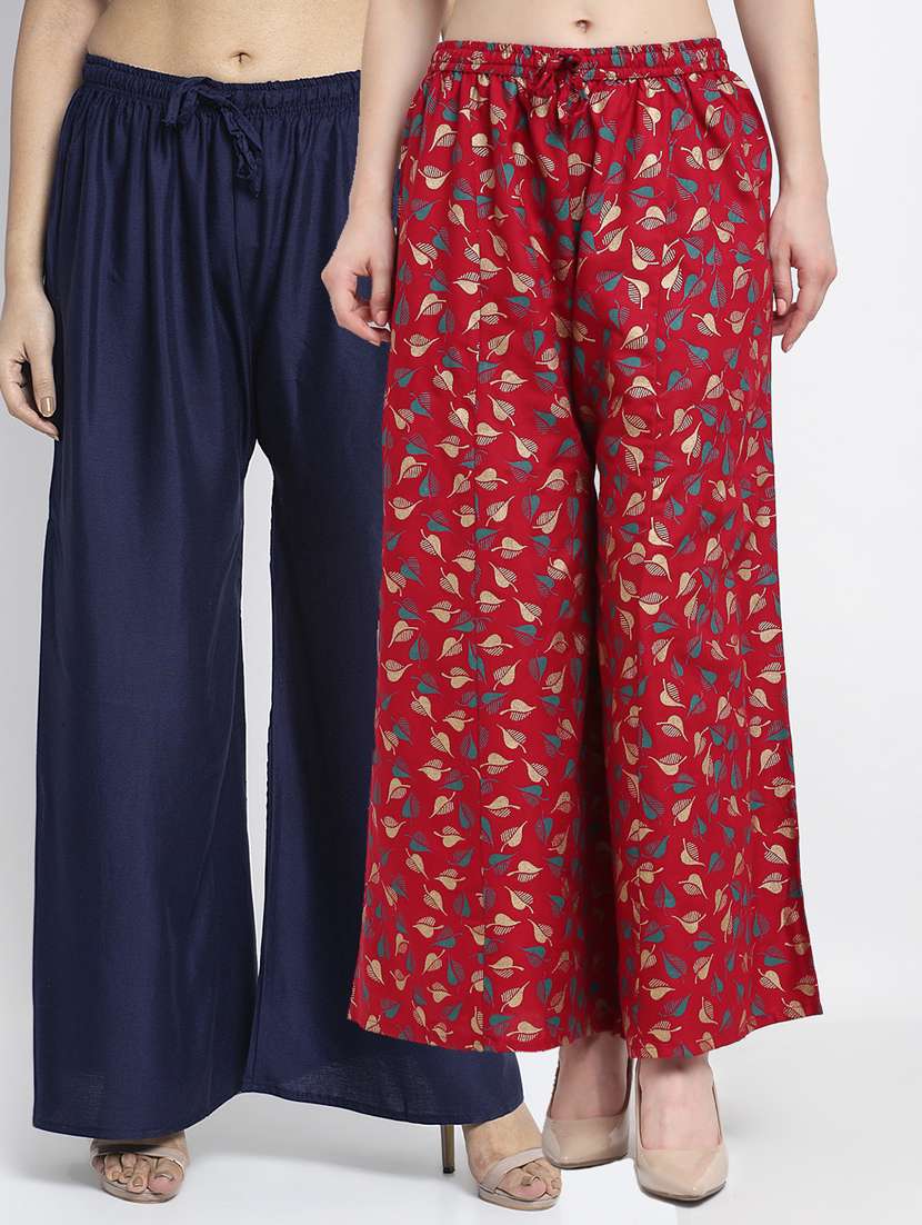 pack of 2 printed flared palazzo