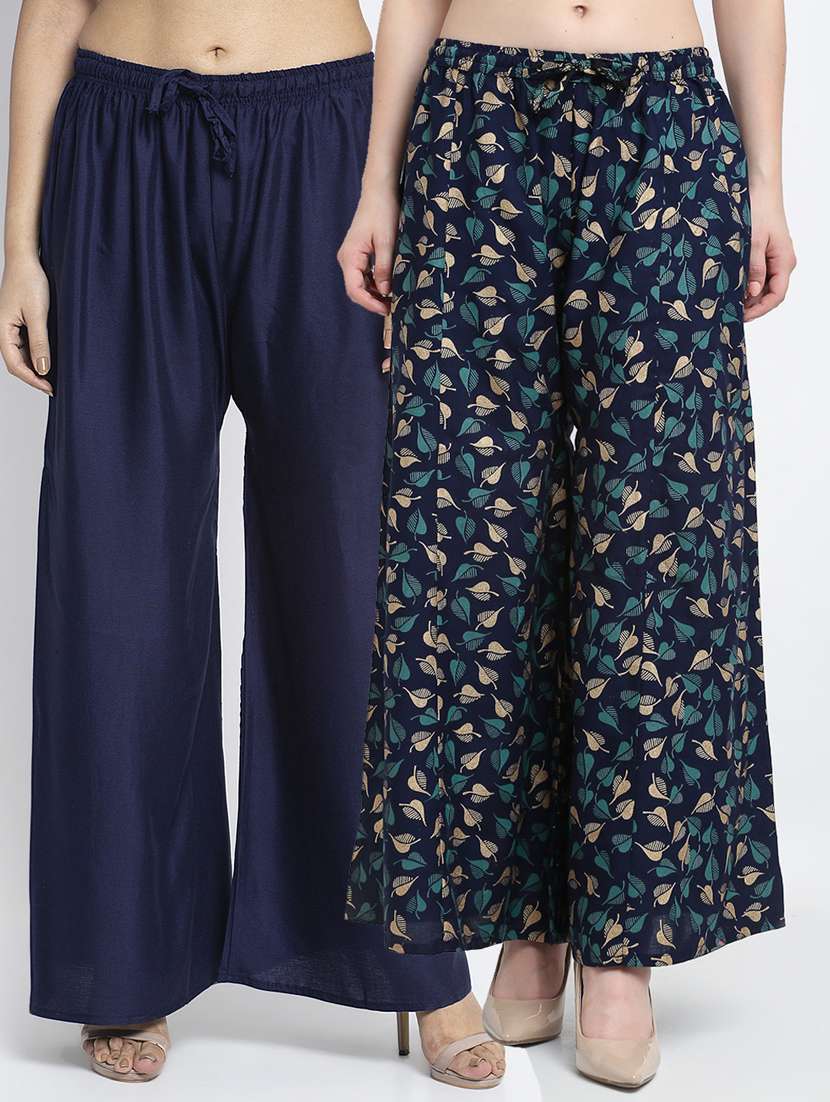 pack of 2 printed flared palazzo