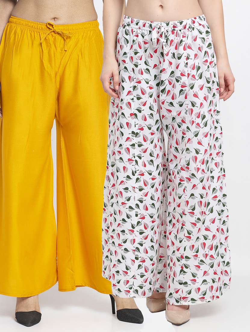 pack of 2 printed flared palazzo
