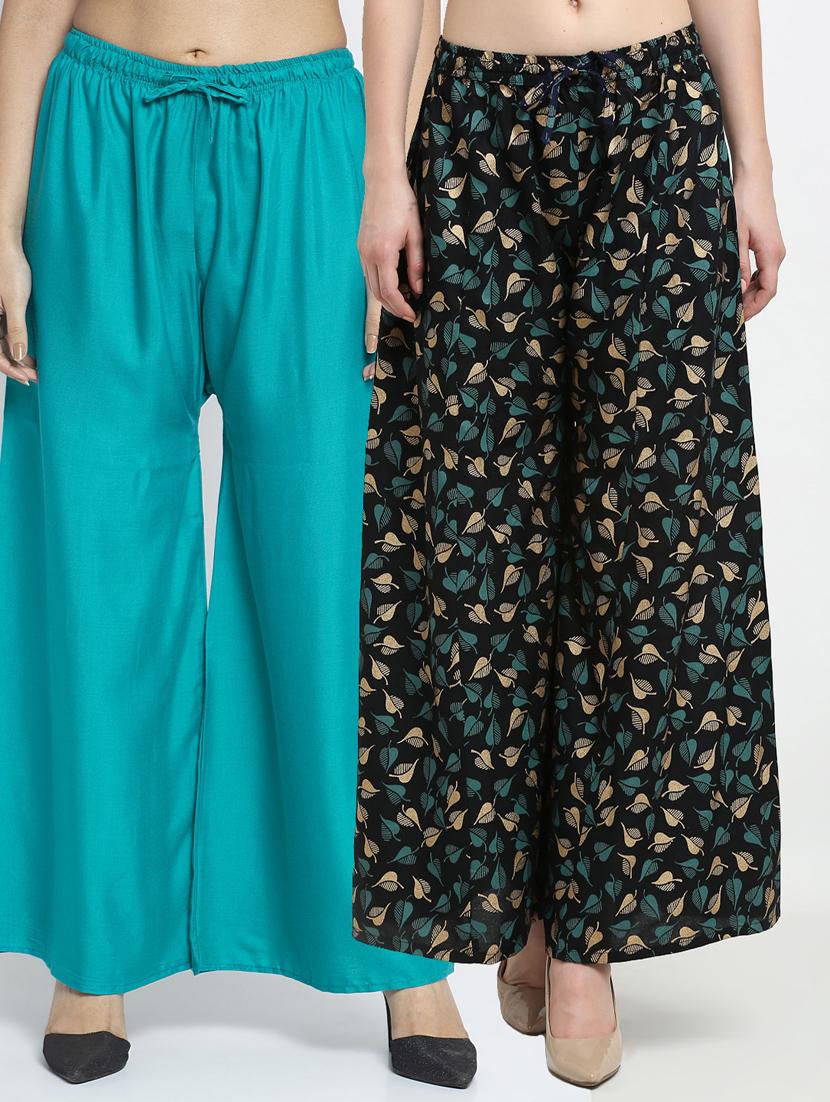 pack of 2 printed flared palazzo - 19125276 -  Zoom Image - 0
