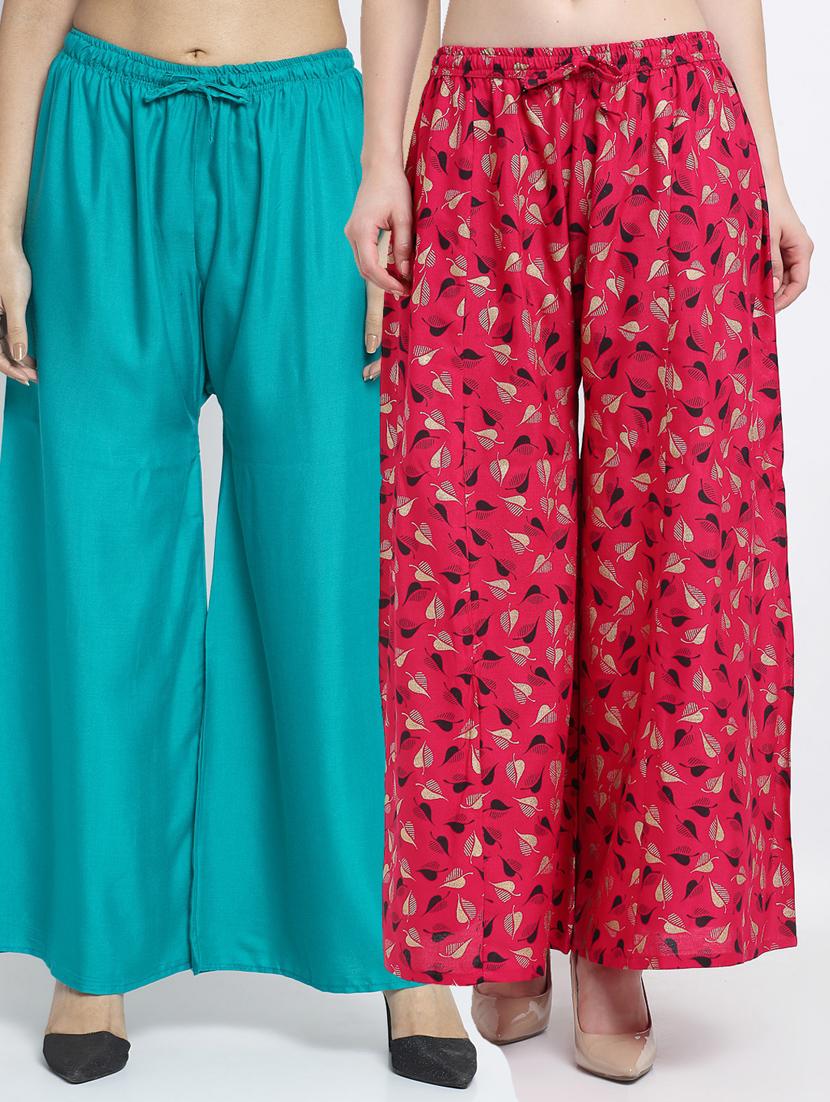 pack of 2 printed flared palazzo - 19125279 -  Zoom Image - 0