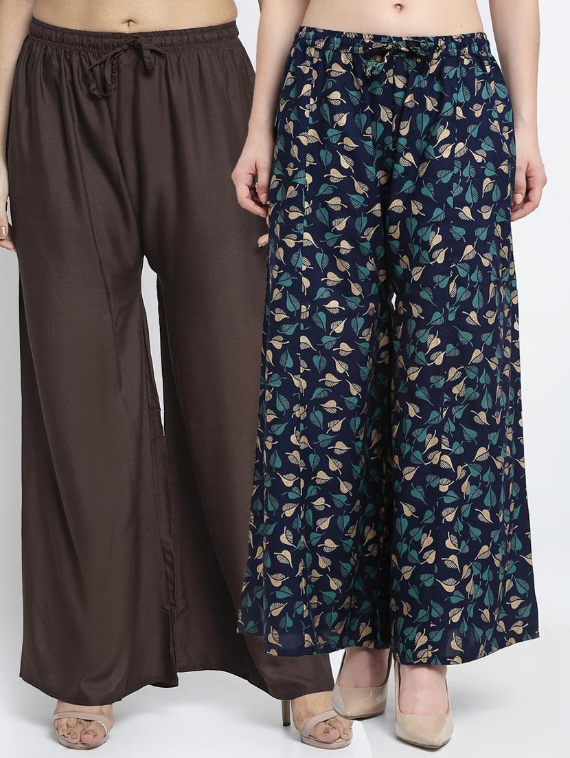 pack of 2 printed flared palazzo - 19125305 -  Zoom Image - 0