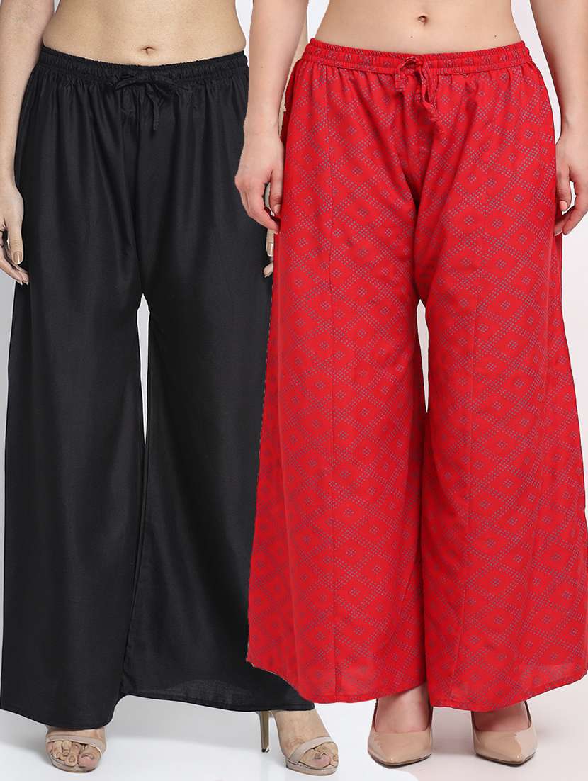pack of 2 printed flared palazzo