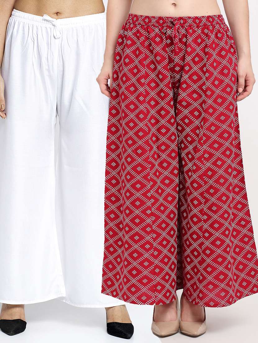 pack of 2 printed flared palazzo