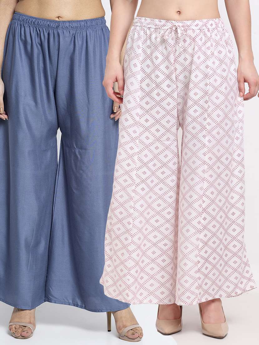pack of 2 printed flared palazzo