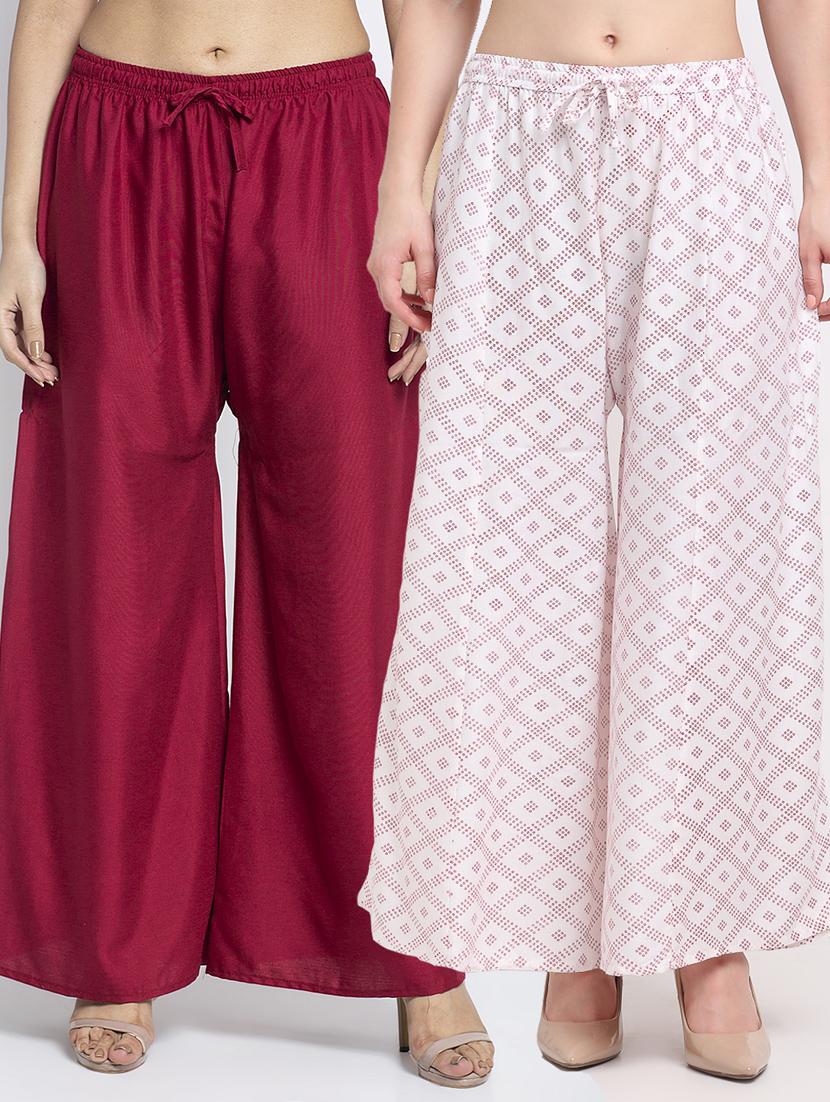 pack of 2 printed flared palazzo - 19125385 -  Zoom Image - 0