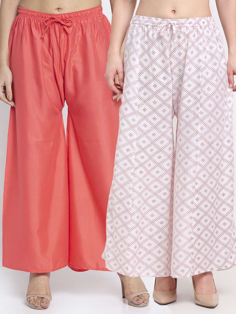 pack of 2 printed flared palazzo