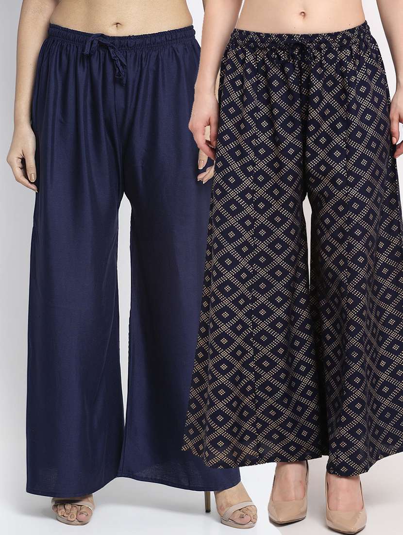 pack of 2 printed flared palazzo