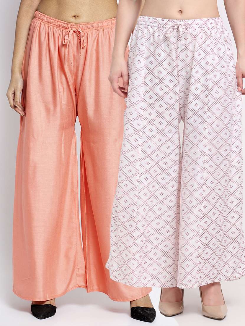 pack of 2 printed flared palazzo