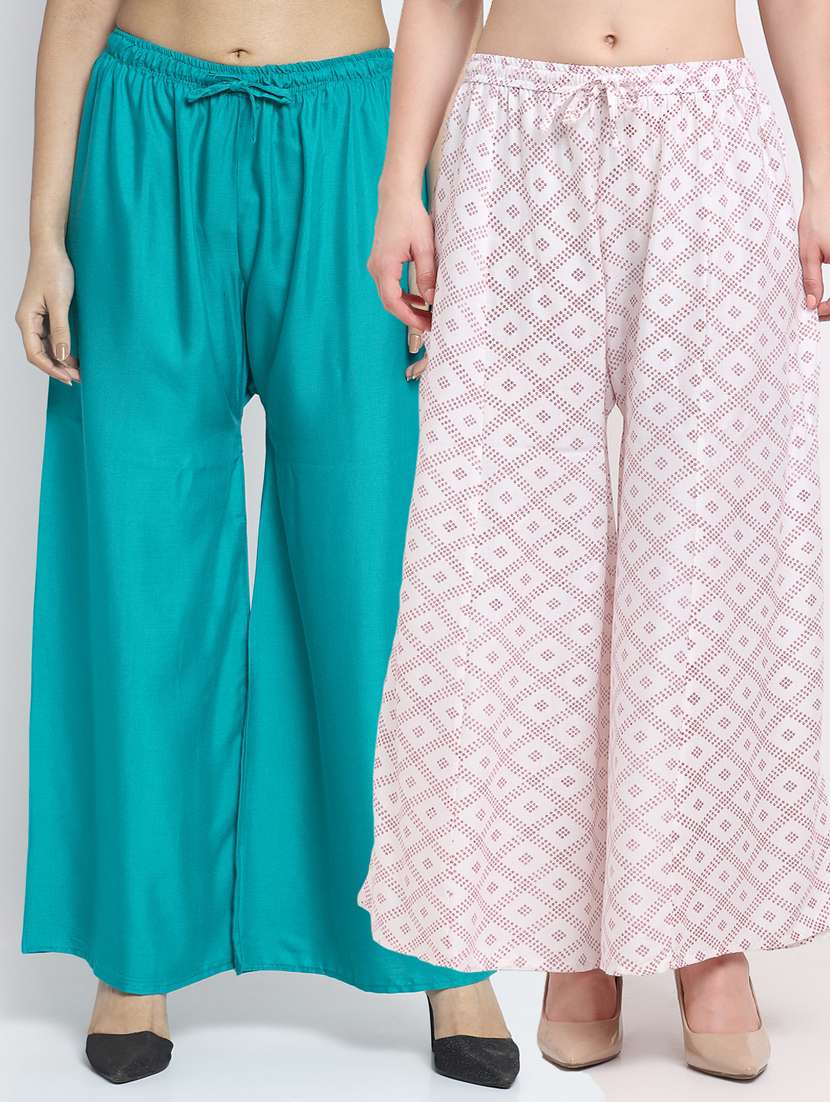 pack of 2 printed flared palazzo