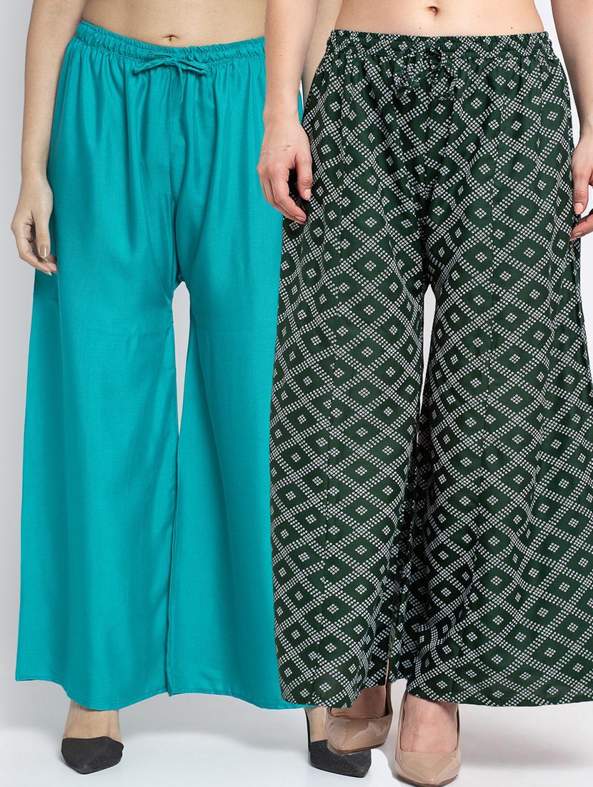 pack of 2 printed & solid palazzo  - 19125430 -  Zoom Image - 0