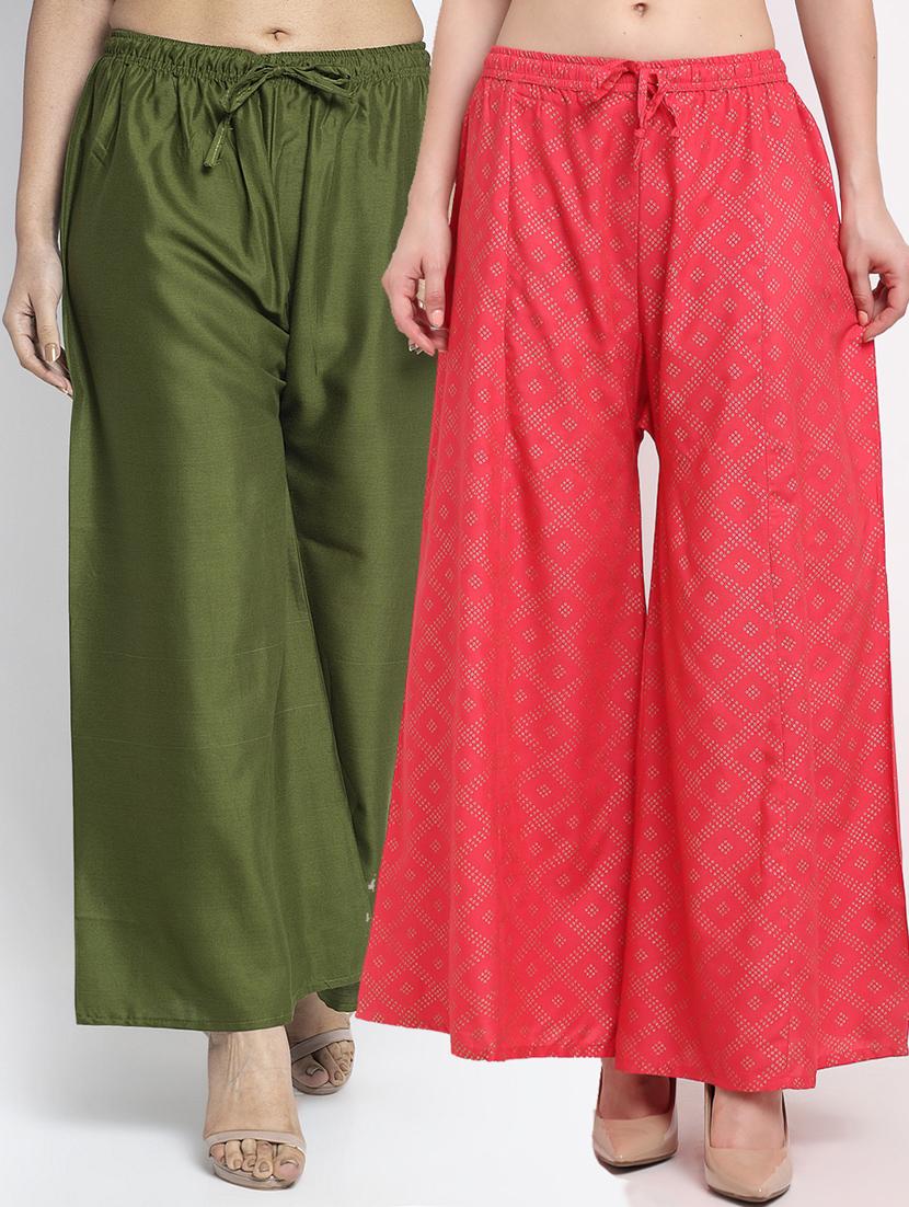 pack of 2 printed & solid palazzo - 19125442 -  Zoom Image - 0