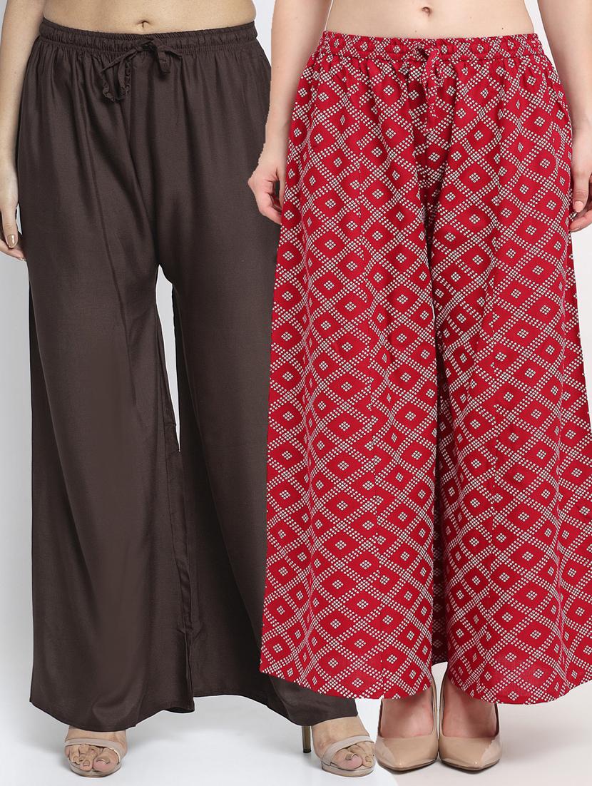 pack of 2 printed flared palazzo - 19125451 -  Zoom Image - 0