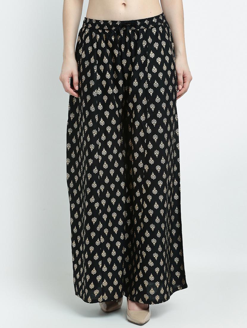 black rayon flared palazzo - 19125454 - Zoom Image - 0