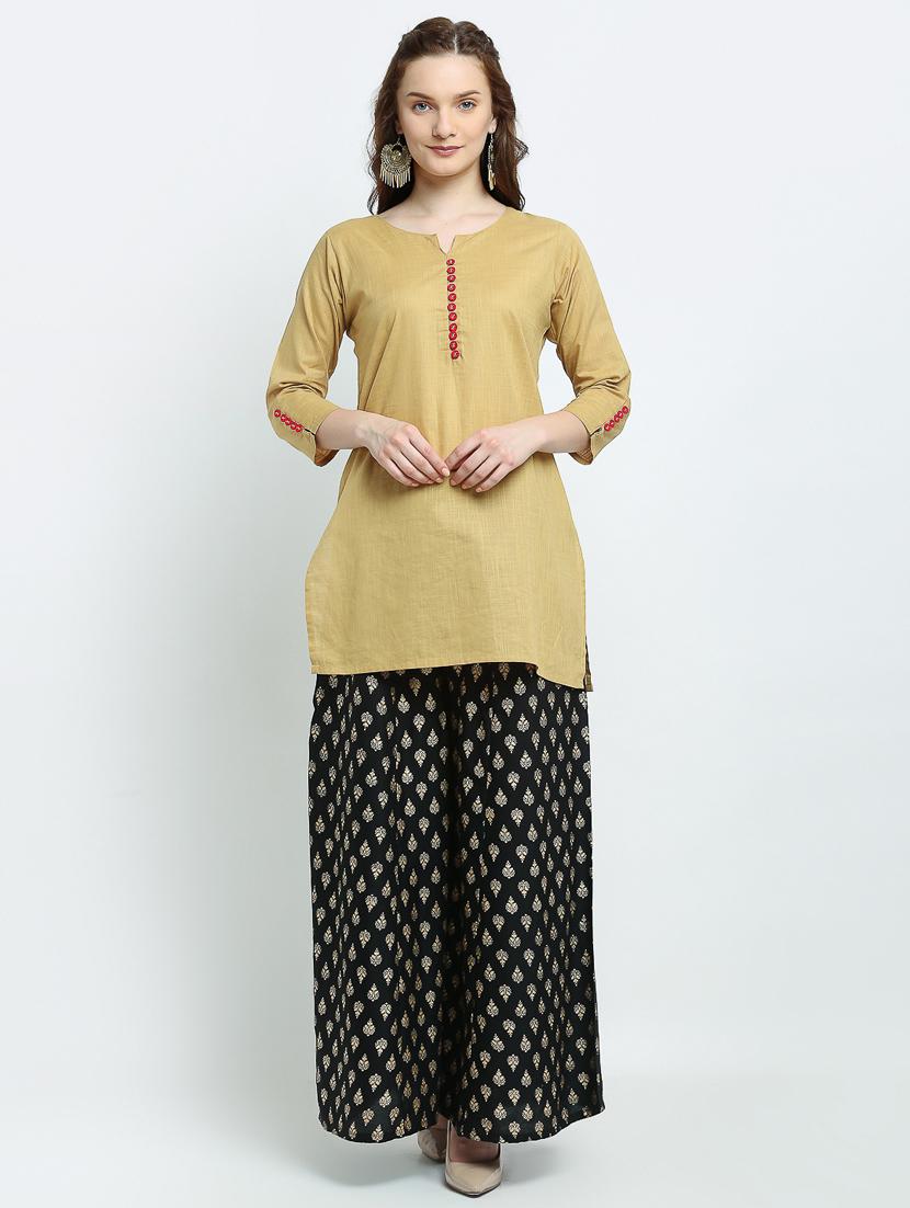 black rayon flared palazzo - 19125454 - Standard Image - 3