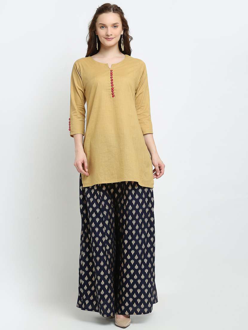 foil print rayon flared palazzo - 19125463 -  Standard Image - 3