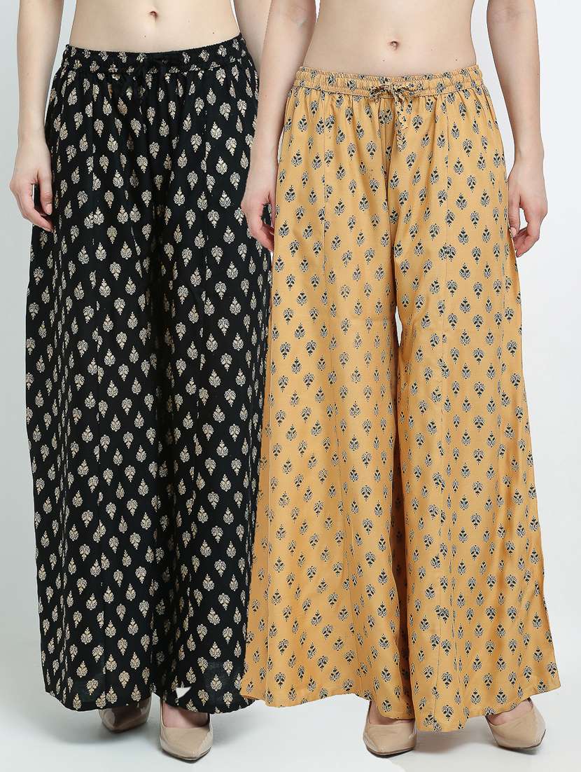 pack of 2 printed flared palazzo
