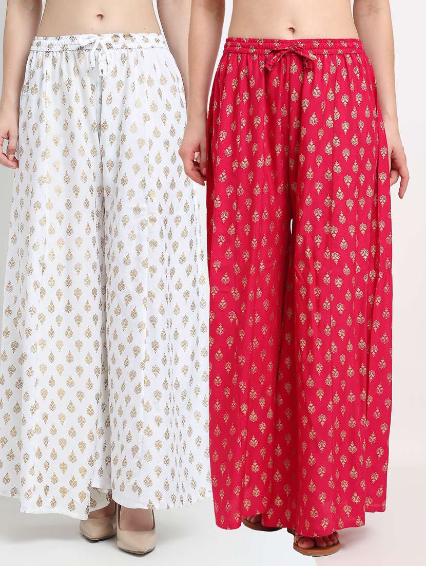 pack of 2 printed flared palazzo
