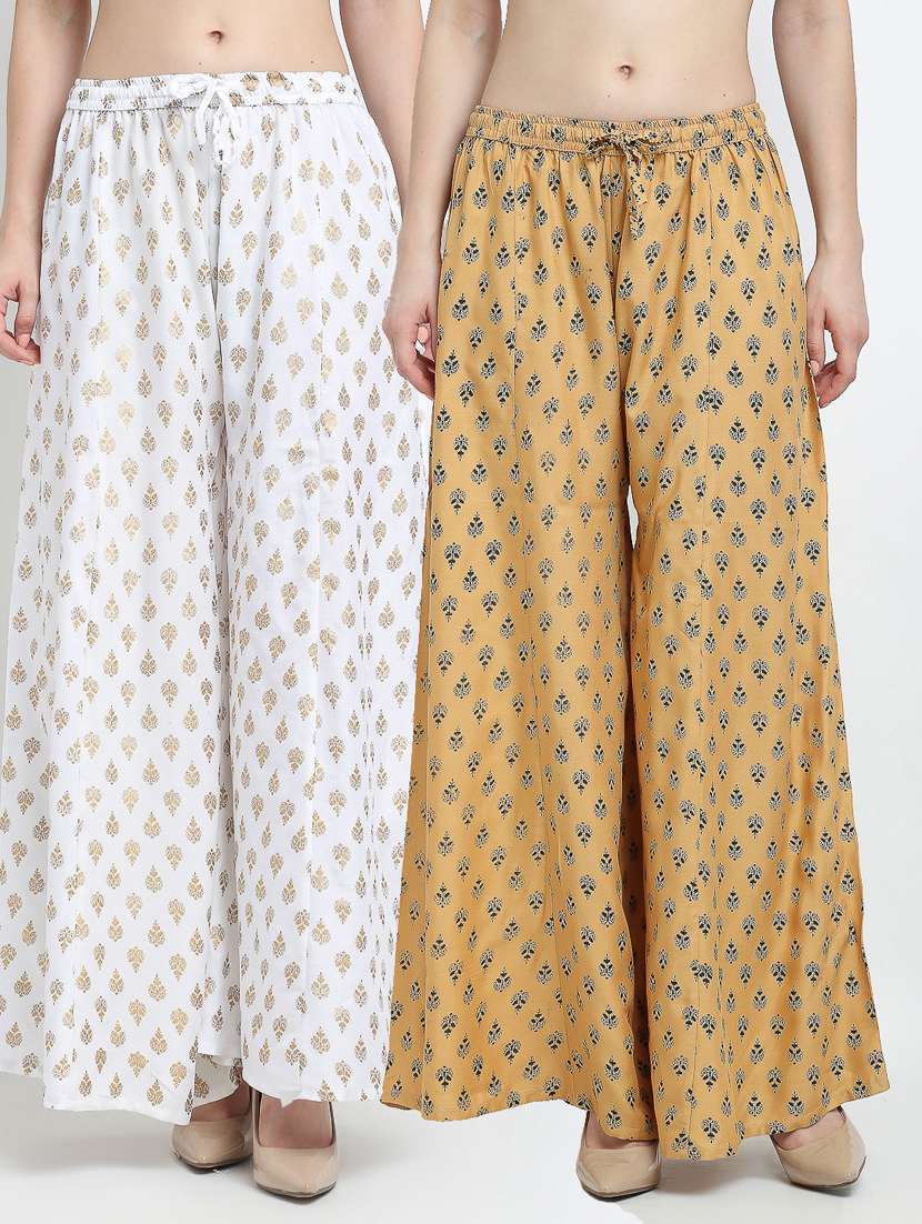 pack of 2 printed flared palazzo