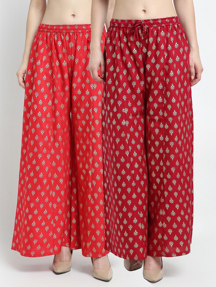 pack of 2 block printed flared palazzo - 19125485 -  Zoom Image - 0
