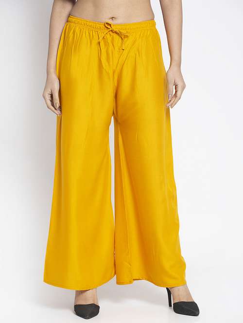 yellow rayon cullottes palazzo - 19125510 - Standard Image - 0