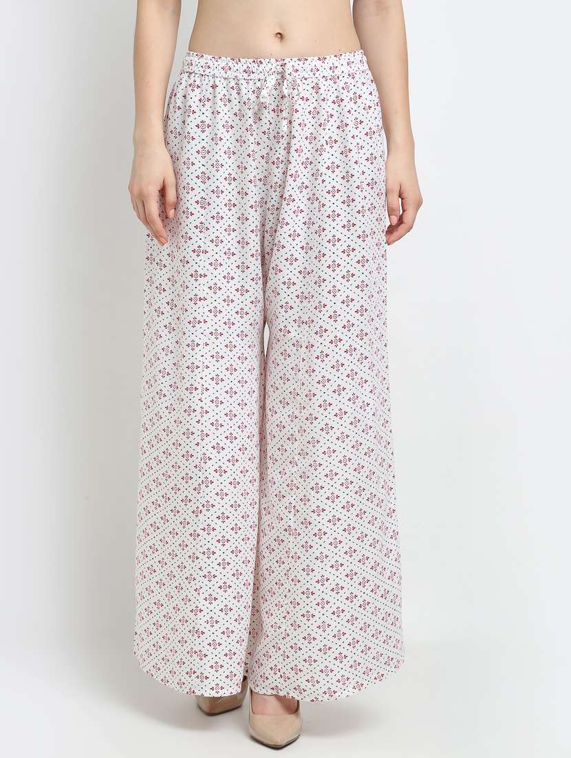 white rayon flared palazzo - 19125512 - Zoom Image - 0