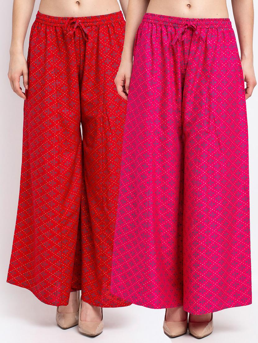 pack of 2 printed flared palazzo - 19125538 -  Zoom Image - 0