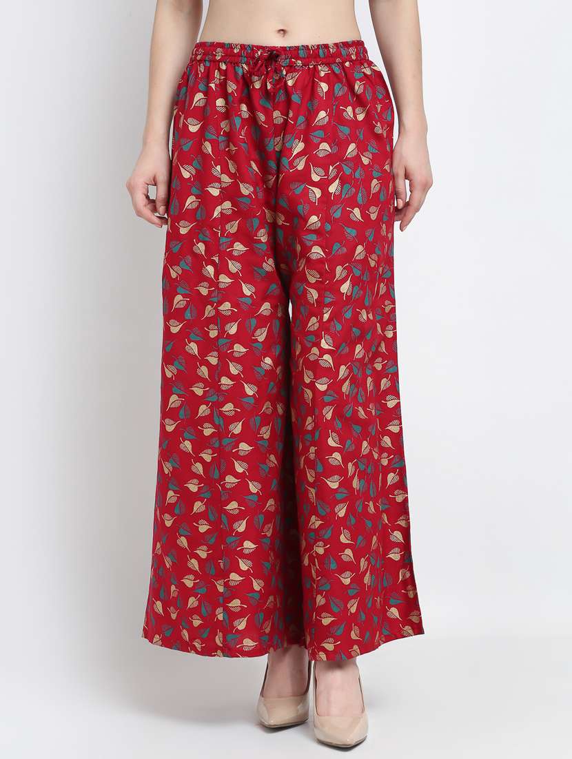 maroon rayon flared palazzo - 19125573 - Zoom Image - 0