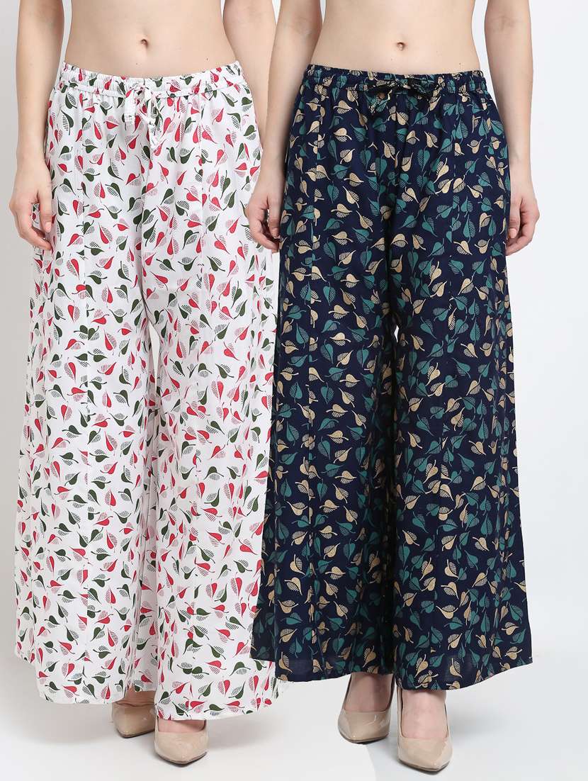 pack of 2 printed flared palazzo