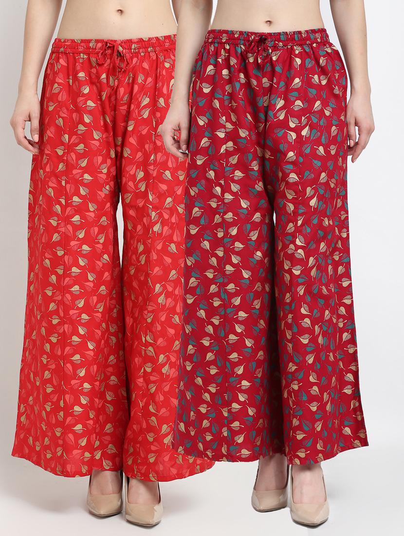 pack of 2 printed flared palazzos - 19125597 -  Zoom Image - 0