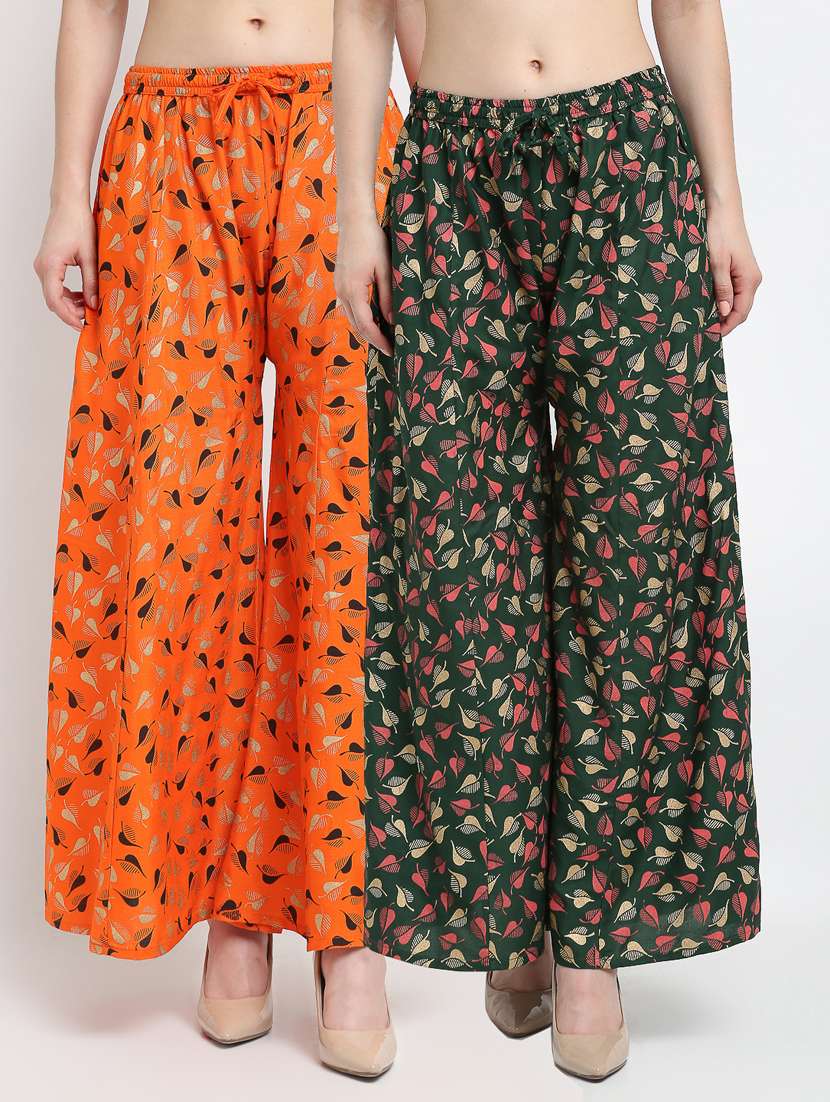 pack of 2 printed flared palazzo