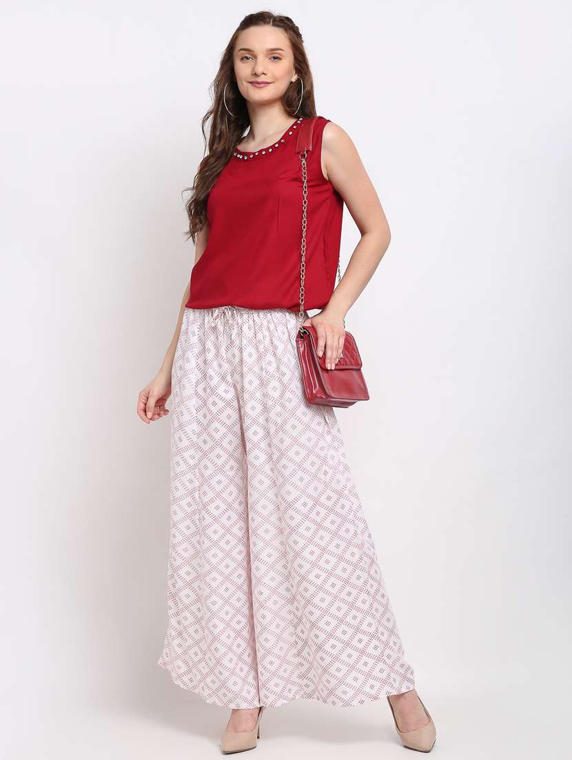white rayon palazzos - 19125622 - Standard Image - 3