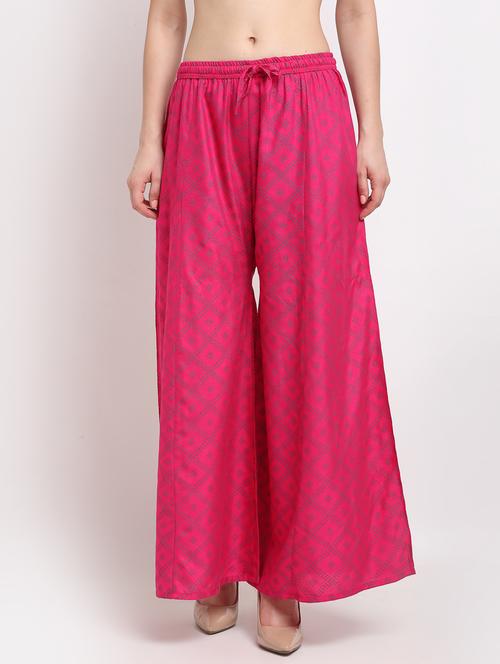 pink printed flared palazzo - 19125624 -  Standard Image - 0