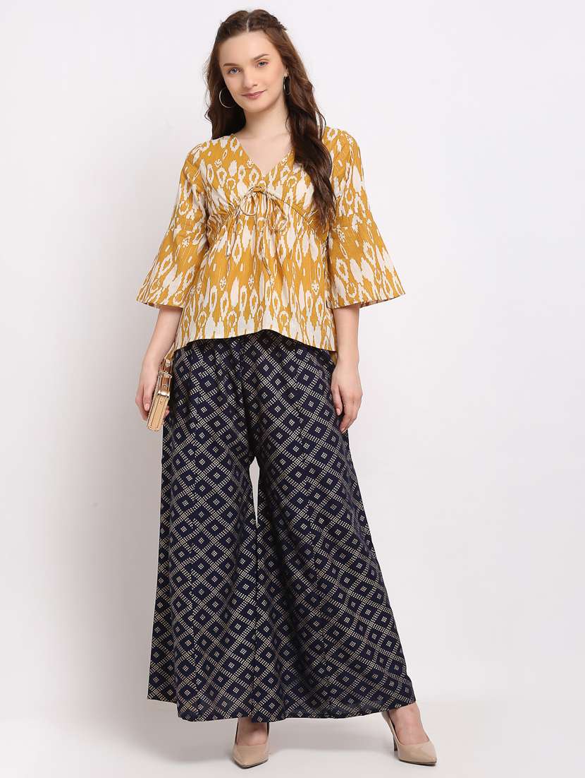 navy rayon palazzos - 19125630 - Standard Image - 3