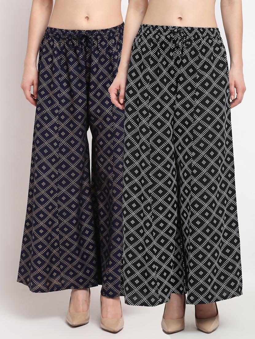 pack of 2 printed flared palazzo - 19125639 -  Zoom Image - 0