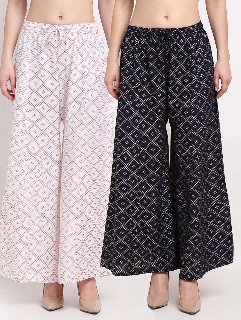 pack of 2 printed flared palazzo