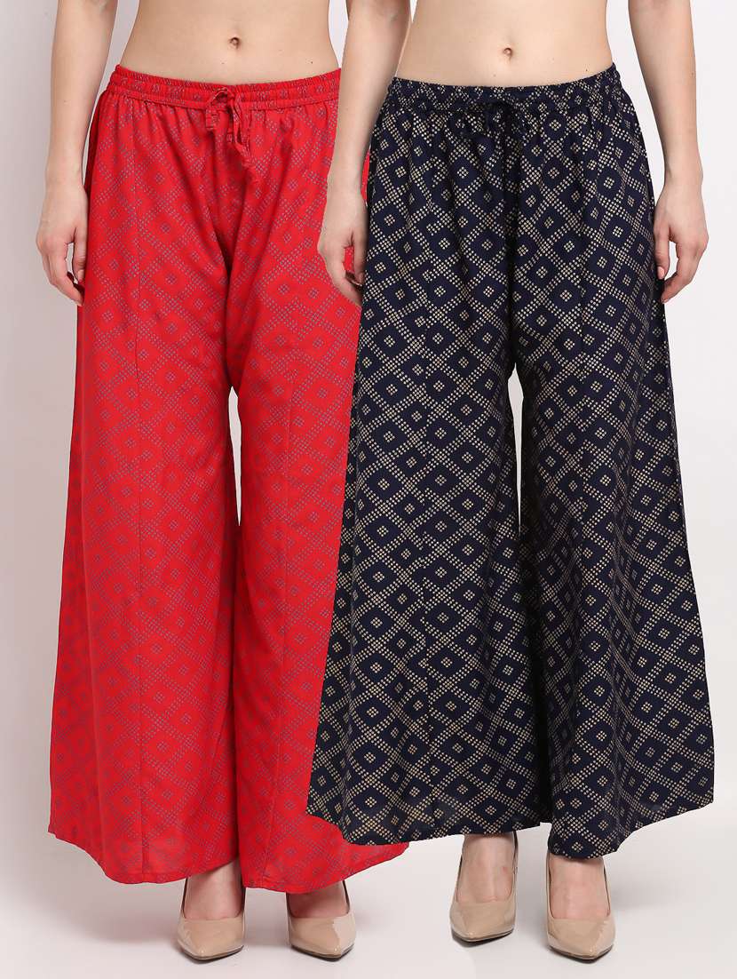 pack of 2 printed flared palazzo