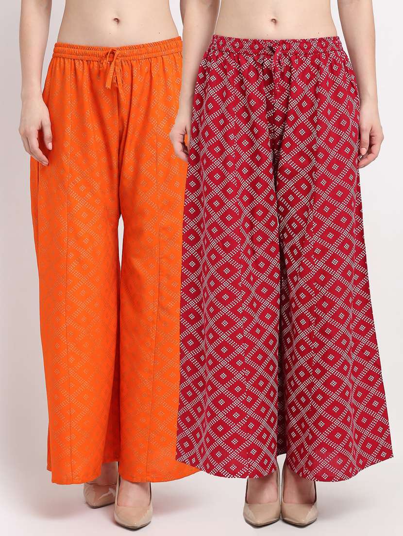 pack of 2 printed flared palazzo