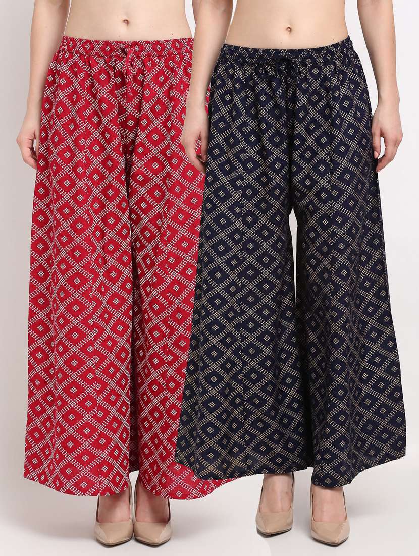 pack of 2 printed flared palazzo