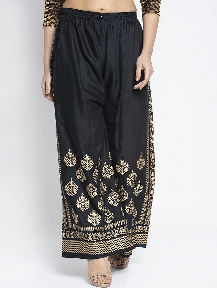 black rayon flared palazzo - 19125676 -  Zoom Image - 0