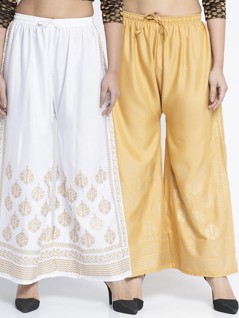pack of 2 printed & solid palazzo - 19125700 -  Zoom Image - 0