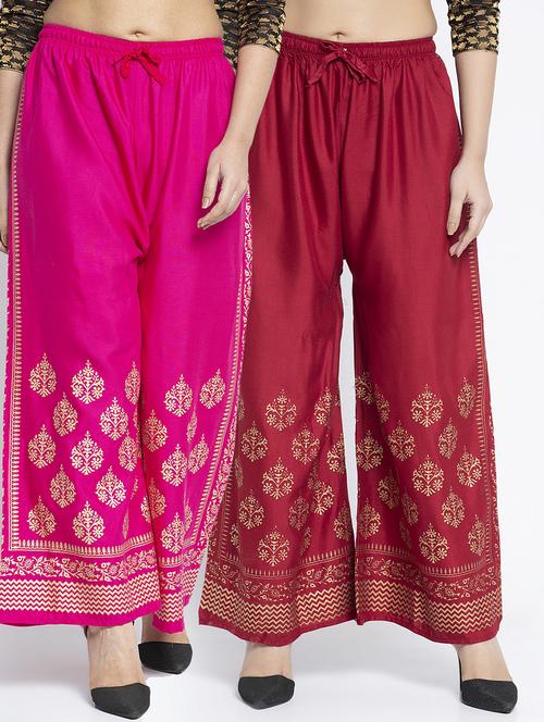 pack of 2 printed flared palazzos - 19125723 -  Standard Image - 0