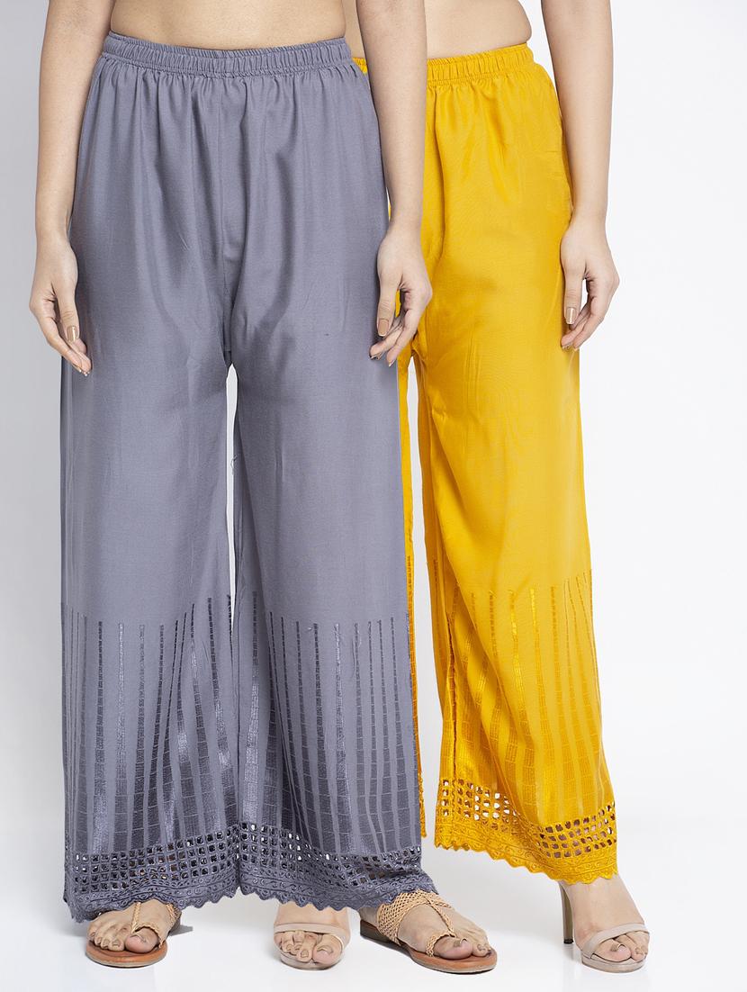 multi colored rayon flared palazzo - 19125768 -  Zoom Image - 0