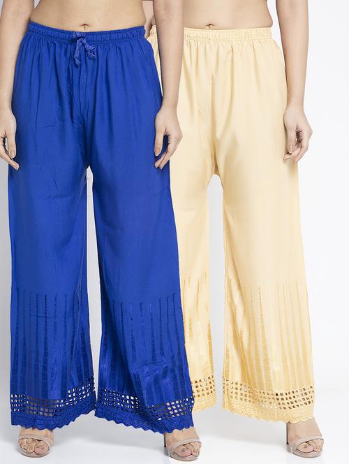 multi colored rayon flared palazzo - 19125775 -  Standard Image - 0