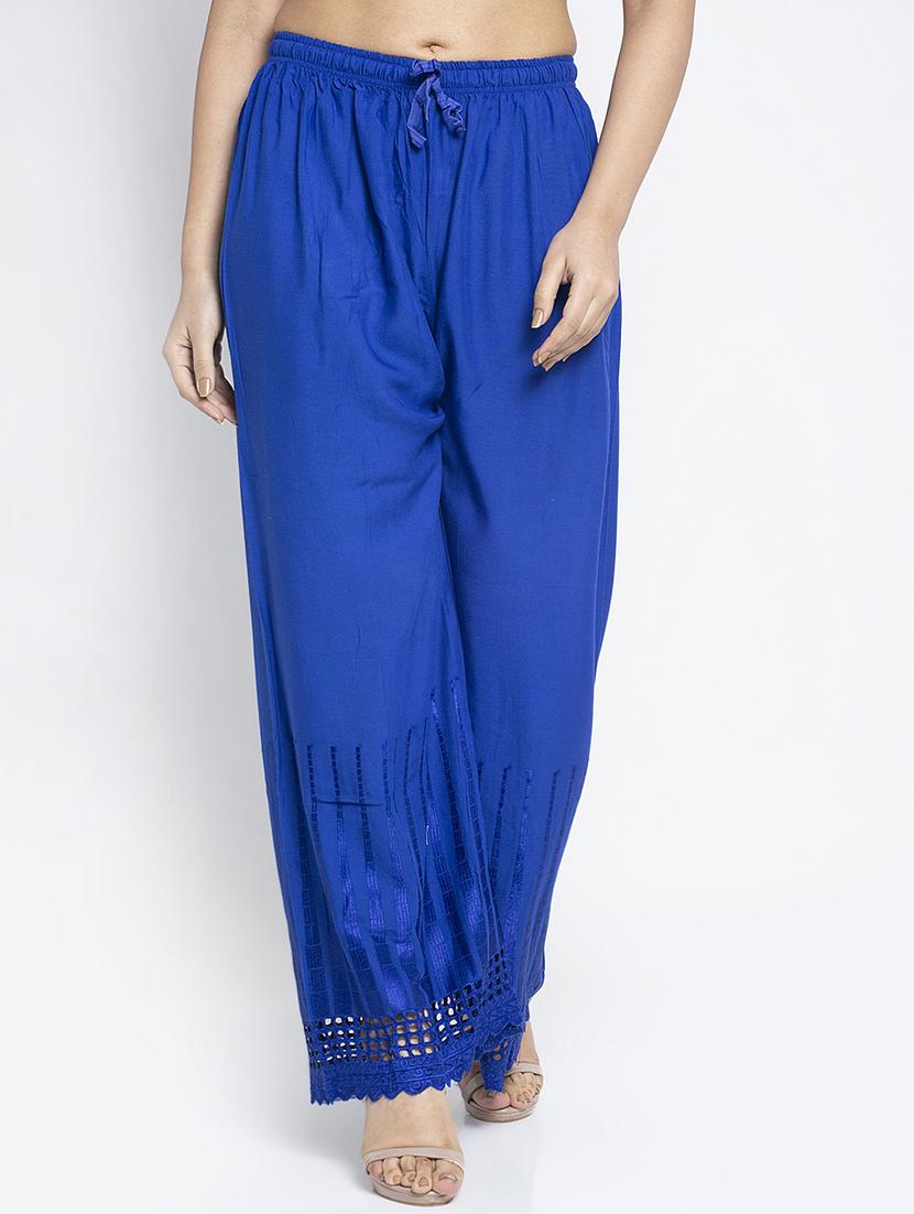 multi colored rayon flared palazzo - 19125775 - Standard Image - 3