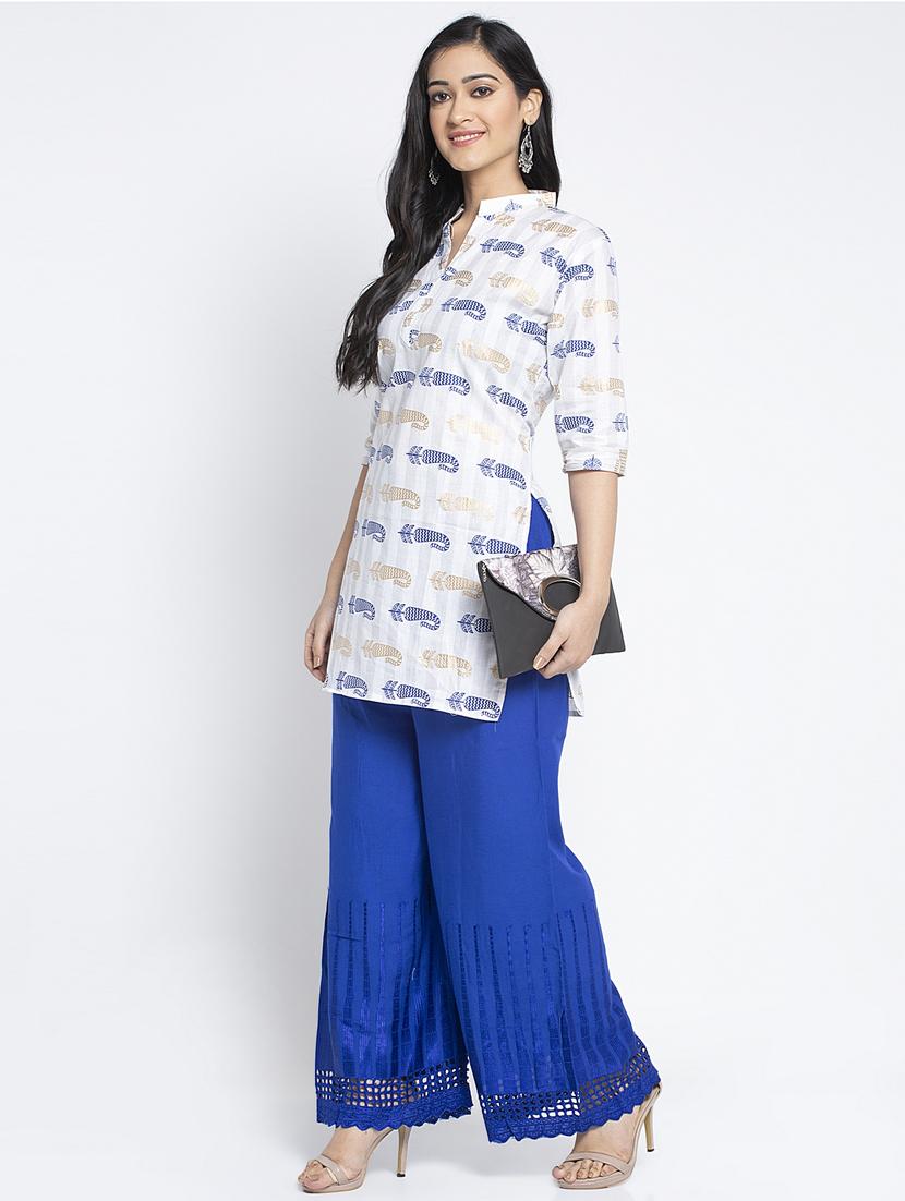 multi colored rayon flared palazzo - 19125775 - Standard Image - 5